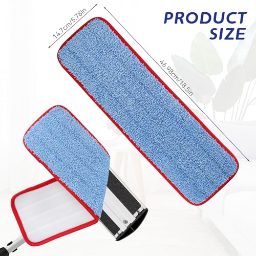 Replacement Microfiber Pad for Rubbermaid Commercial 18.5 Inch Mop Head - 10 Pack Wet & Dry Commercial Cleaning Refills Reusable Mop Refills Fit for Any Microfiber Flat Mop System 18.5" - color: Red&blue-10 Packs