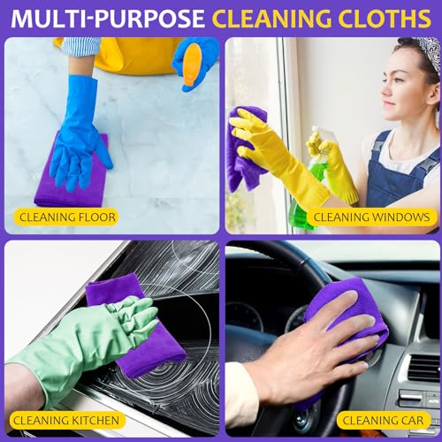 Nuenen Microfiber Cleaning Cloths for Cars 16 x 16 Inch Ultra Absorbent Car Towels Drying Reusable Cleaning Supplies House Kitchen Window Microfiber Towel(Purple,60 Pcs) - color: Purple