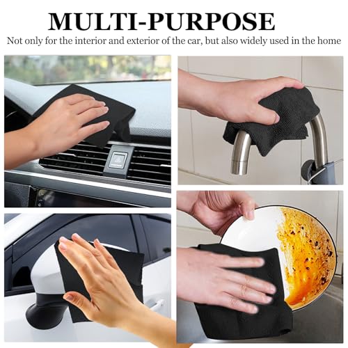 wuyaoyao 50PCS Microfiber Cleaning Cloth Roll, 10"×10" Tear Away Microfiber Towels, Reusable Washable Cloth Paper Towels, Multi-Purpose Cleaning Rags for Car Home Kitchen Garage Shop (Black) - color: Black