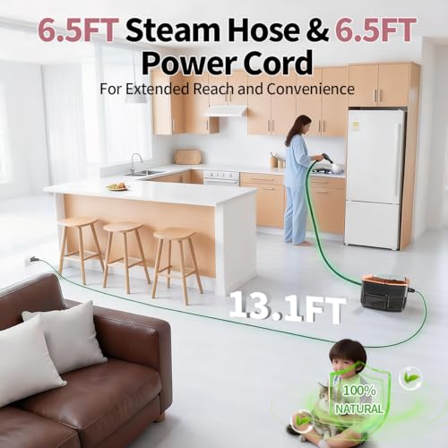 Steam Cleaner for Home & Car, 3-Level Adjustable Steamer for Cleaning with Temp Display,15s Fast Heat,1.8L Large Tank, 4Bar Powerful Steam for Grout,Grease,Tile,Couch,Toilet, Car Detailing,Windows