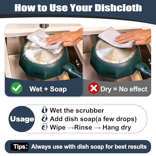 Navona 10 Pcs New Upgrade Steel Wire Dishcloth,Double-Layer Steel Wire Cleaning Cloth,Powerful Cleaning Non-Scratch Wire Dishcloth Rag for Cookware, Sinks, Dishes, Stove Tops - color: 10-pack๏ผdouble Layer๏ผ