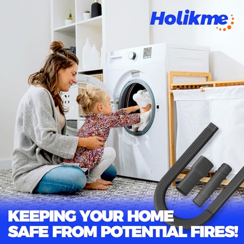 Holikme Dryer Vent Cleaner Kit Vacuum Hose Attachment Brush,Black - color: Black