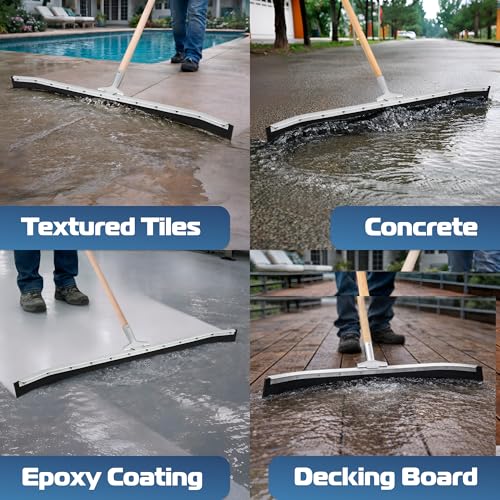 DSV Standard Curved Floor Squeegee 36’’, Rubber Blade Garage Squeegee, Taper Pole Connection - Handle Sold Separately for Tiles, Concrete and Asphalt - size: 36-inch