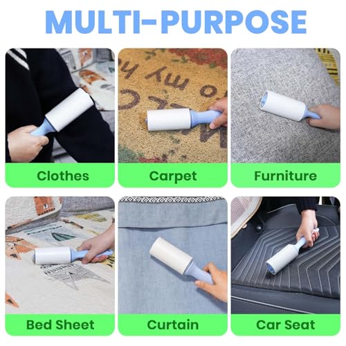 ADHES Lint Roller for Pet Hair – 5 Rolls + 2 Handles, 4 Inch x 90 Sheets, Extra Sticky Disposable Lint Rollers for Clothes, Furniture & Car Hair Removal – Portable Pet Hair Remover