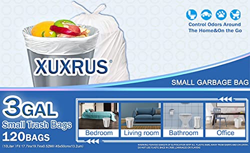XUXRUS Bathroom Small Trash Bags 3 Gallon Garbage Bags for Home Office,120 Count,White,Fits 2-3 Gallon Bins - style: 10 Liter-White-120 Counts