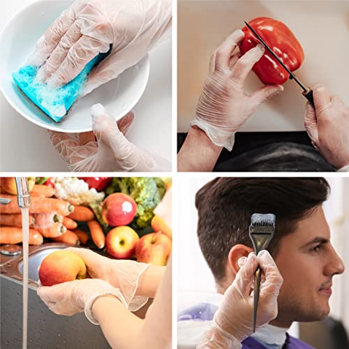 OKIAAS Disposable Gloves XL, Food Safe| Latex-Free and Powder-Free Clear Vinyl Gloves for Cooking, Food Prep, Household Cleaning | Medium,100 Counts/Box - color: Clear - Box of 100, size: X-Large (Pack of 100)