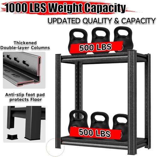 72"H/60"H: Father & I 5-tier storage rack, metal + wood, suitable for garage/kitchen/pantry, steel multi-functional support, adjustable, heavy-duty garage rack, black. (15.68*15.68*11.68) - size: 15.68*15.68*11.68