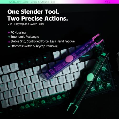 GATERON Twins Switch Puller Keycap Puller, DIY Tool Easily Remove and Replace Gaming Keyboard Switches and Keycaps Integrated for Mechanical Keyboard (Purple) - color: Purple
