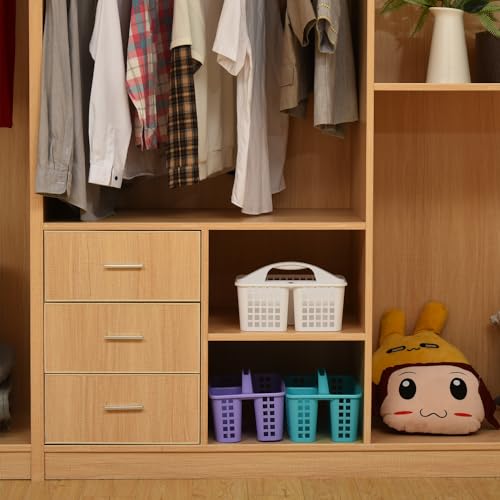 Haundry Plastic Shower Caddy Basket with 3 Compartments, Portable Divided Cleaning Supply Storage Organizer with Handle (Grey) - color: A Style-Grey