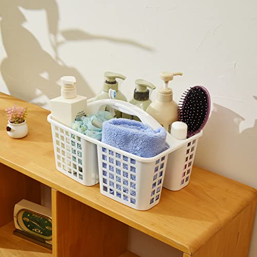 Haundry Plastic Shower Caddy Basket with 3 Compartments, Portable Divided Cleaning Supply Storage Organizer with Handle (Black) - color: A Style-Black