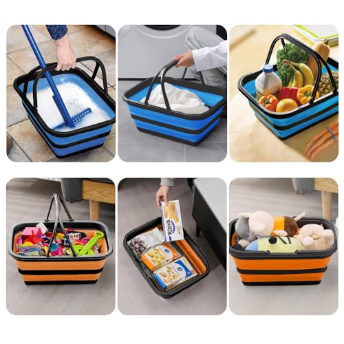 Monozuki Collapsible Sink 4.8Gal/18.1L, Heavy Duty Foldable Basin with Handles for Camping, Car Wash, Kitchen – Also Use as Storage Basket for Home, Garage, RV(Grey) - color: Grey(4.8 Gal/18.1l)