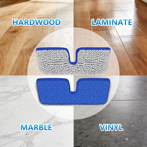 Reusable Mop Pads for Enspoway Dust Mop - Double-Sided Microfiber Chenille Refills for Kitchen Bathroom Tile Cleaning - Washable Absorbent Pads for Hardwood Laminate Floor Cleaning Only for B0FRDZDTMP - size: 15" Mop Pads