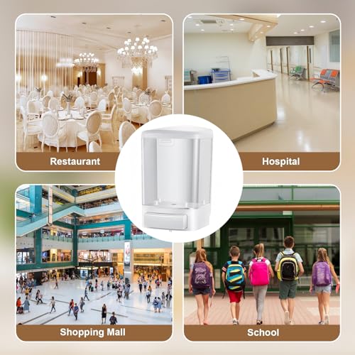 Hushee 8 Pcs Plastic Wall Mounted Soap Dispenser Commercial Manual Soap Containers Wall Dispenser for Kitchen Shower Hotel Liquid Shampoo Gel Chamber (33.8 oz 1000 ml,White) - color: White, size: 33.8 oz 1000 ml