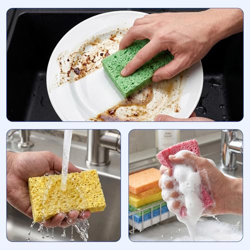 ARCLIBER Cellulose Sponges,Heavy Duty Scrub Kitchen Sponge No Scratching,Pop Up Eco DIY (6 Pack) - color: Multicolor, size: 6 Count (Pack of 1)