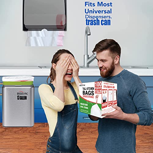BEIDOU-PAC Trash Bags 13 Gallon Drawstring, 100 Count, Multifold Roll Garbage Bags, Tall Kitchen Trash Bag, Odorless & Extra strength White Plastic Food Scrap Bag for Home Office Bathroom Kitchen Bins - style: 13 Gallon |100 Count