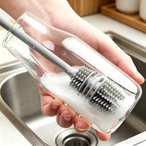 Long Handle Silicone Bottle & Cup Brush – Flexible Deep Cleaning for Bottles, Cups and Containers