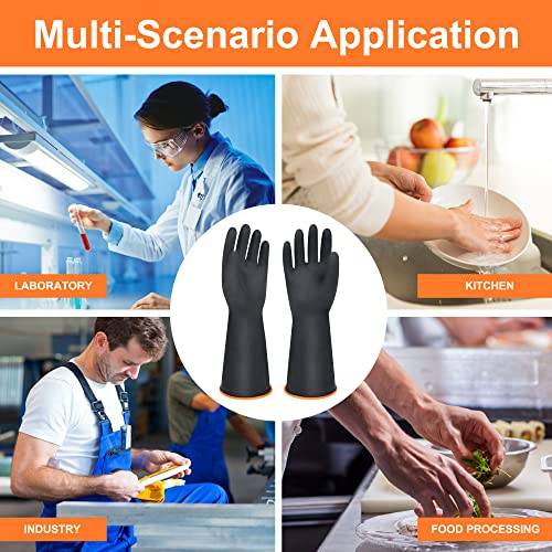 14" XL Size Latex Chemical Resistant Gloves, Reusable Heavy Duty Long Rubber Gloves Dishwashing Glove, Industrial Safety Gloves for Men, Forearm Protection Waterproof Resist Strong Acid, Alkali, Oil - size: 14 inch