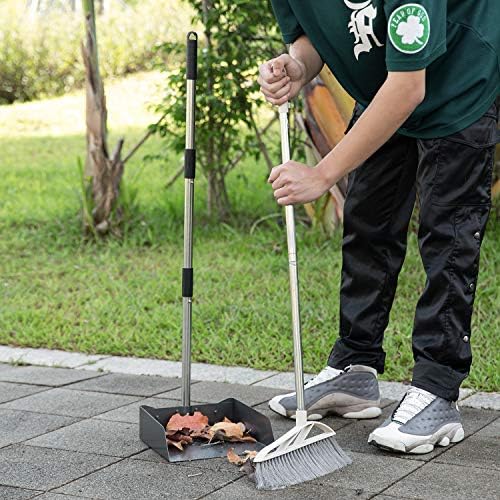 Yangbaga Dust Pans with Long Handle - 39” Heavy Duty Metal Upright Dustpan - Long Handled Stand Up Dustpans - Best Dustpans for Home/Lobby/Shop/Garage/Yard - size: 39 inches