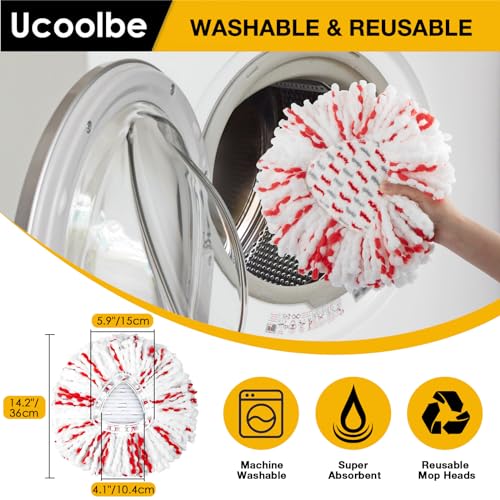 Upgraded mop Refill for O Cedar, 3 Pack Spin mop Heads Replacements Compatible with O Cedar EasyWring Spin Mop Bucket System, 40% More Cleaning Power, Microfiber and Machine Washable - size: 3 Pack