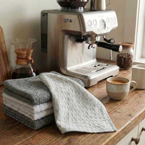 Solyra Barista Towels, 6 Pack, 12 x 12 in, Dark & Light Gray | OEKO-TEX Certified, Barista Microfiber Cloths, Espresso Towels for Steam Wands & Drip Trays - color: Light/Dark Gray