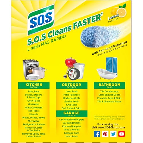 S.O.S Steel Wool Soap Pads, Lemon Fresh, 10 Count - size: 10 Count