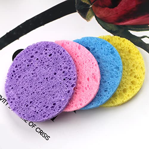 50-Count Facial Sponges Compressed Natural Cellulose Sponge Round Shape Face Sponge for Face Cleansing Exfoliating and Makeup Removal, Mixed Color - color: 50- Pack Mixed