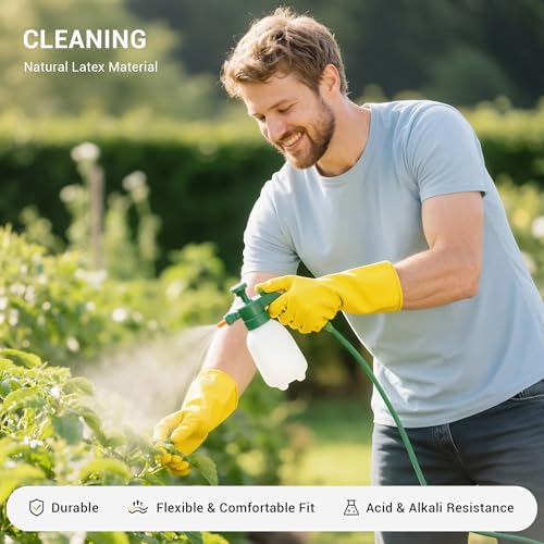 10 Pairs Rubber Cleaning Gloves, Reusable Household Dishwashing Gloves for Women Men, Kitchen and Bathroom Cleaning, Gardening, Pet Care, Extra Thickness, 20 Mil, 13", Heavy Duty, Non-Slip, S - color: 10 Pairs, size: Small