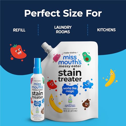 Miss Mouth's Messy Eater Stain Treater - 16oz Refill - Newborn & Baby Essentials - No Dry Cleaning Food, Grease, Coffee Off Laundry, Underwear, Fabric - style: Single (16oz)