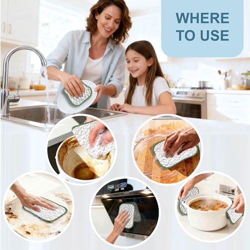 6PCS Double-Sided Non-Scratch Cleaning Cloths - Reusable Scrub Pads & Dish Cloths, Fast-Dry & Odor-Resistant for Non-Stick Pans, Glass, Stovetops & Sinks