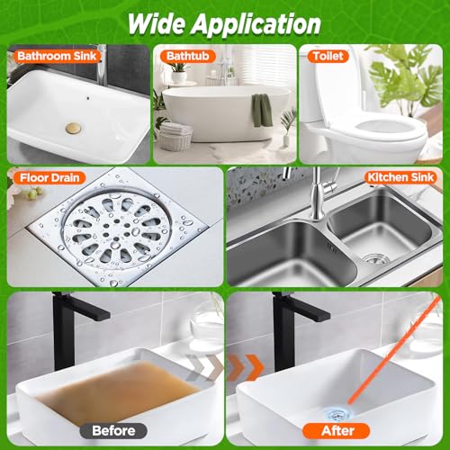 Forlivese 4 Pack 25 Inch Drain Snake,Drain Clog Remover,Sink Snake for Sewer Kitchen Sink Bathroom Tub Toilet Clogged Drains Relief Cleaning Tool