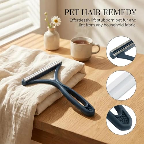 Pet Hair Remover Carpet Scraper - Lint Remover Tool with Two Way Edge for Sofa Coat Rug Bedding Furniture 1Pack(Dark Blue) - color: Dark Blue