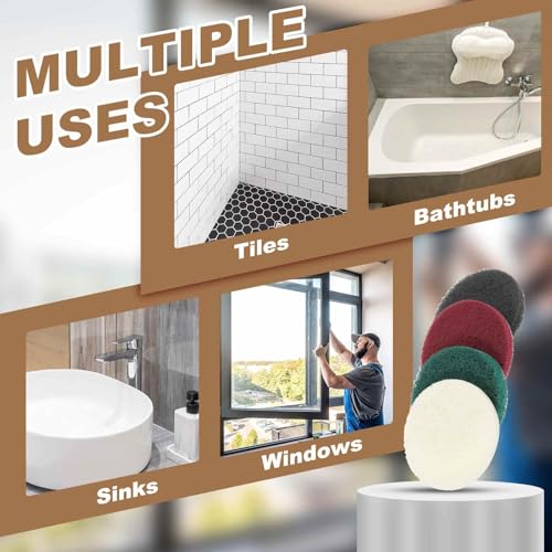 HARFINGTON 16pcs Scrubber Scouring Pads 1200 Grits 2 Inch Drill Power Brush Hoop and Loop Surface Conditioning Disc Drill Scuffing Disc Scrub Pads for Home Kitchen Cleaning, Light Gray - color: Light Gray, size: 1200 Grits