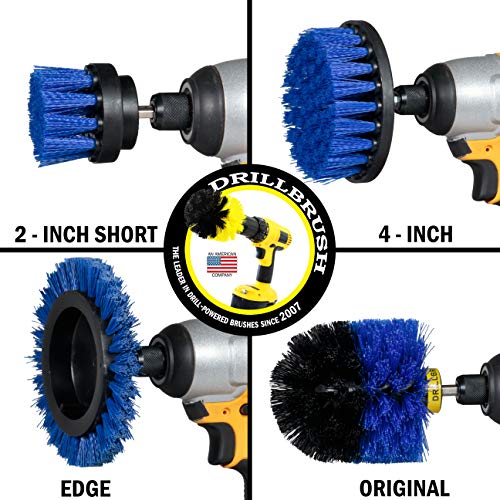 Drillbrush Blue – Boat Cleaning Drill Brush Attachment Set – Aluminum - Wood - Personal Watercraft Detailing - Fiberglass Hull Cleaning Kit - Kayak Accessories - Deck Brush - color: Blue