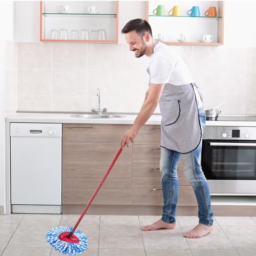 Mop Heads Replacement for O-Ceda Easy Wrin Spin Mop, Microfiber Spin Mop Refills, 4 Packs Mop Head Replacement Easy Cleaning Machine Washable - color: #5 Blue