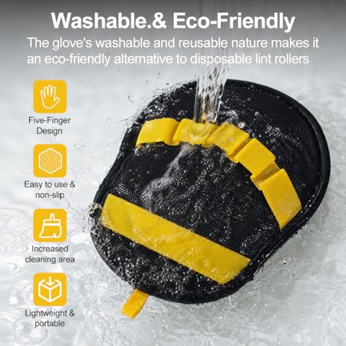 KIP Pet Hair Remover Mitt for Dogs & Cats, Reusable Electrostatic Fur Removal Pad for Couch, Carpet, Bedding & Car Interior, Washable Double-Sided Lint Cleaning Glove for Furniture & Clothing