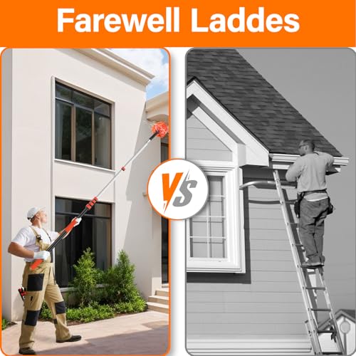 30FT Cobweb Duster with Extension Pole - High Reach Duster for High Ceilings & Outdoor Use - Telescoping Pole 5-24 Ft, Soft Bristles Cobweb Cleaner - 3/4" Acme Universal Thread - size: 24 FT