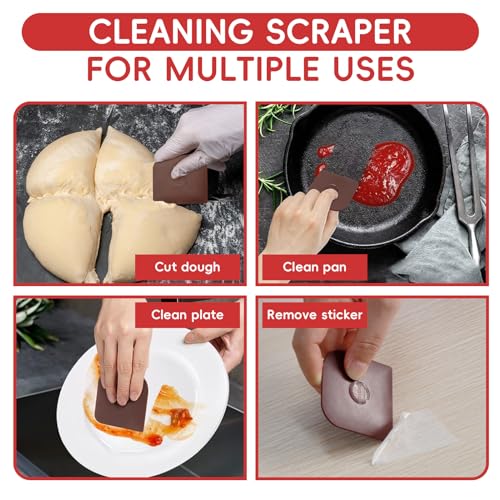 Pan Scraper, 10 Pcs Pot Scraper, Pan Scraper Plastic, Multifunctional Scraper Tool for Kitchen, Non-Slip, Food Safe, High Heat Resistant - color: Brown, size: 10 Pcs