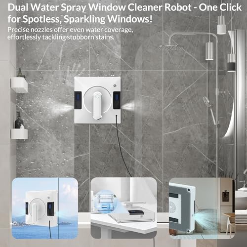 Smart Window Cleaning Robot With Dual Water Spray,3800pa Suction, Multiple Anti - Fall Protection,AI Path Planning,App & Remote Control,Ideal Window Washer Robot For High-Rise Windows And Glass Doors