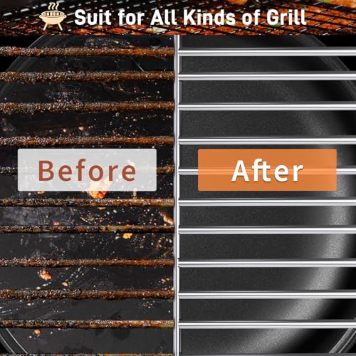 Grill Brush and Scraper-18 Adjustable Handle Safe BBQ Grill Brush for Outdoor Grill-Deep BBQ Clearning Brush wih Bottle Operner Extra Strong Grill Cleaner Accessories for Gas/Charcoal Grilling Grates