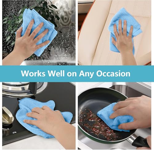 HOMEXCEL Blue Microfiber Cleaning Cloth, 8 Pack Cleaning Towels for Kitchen, Lint Free, Scratch-Free, Highly Absorbent, and Reusable Cleaning Rags for House, Window and Glass, Cars, 11.5 X11.5 inch - color: Blue