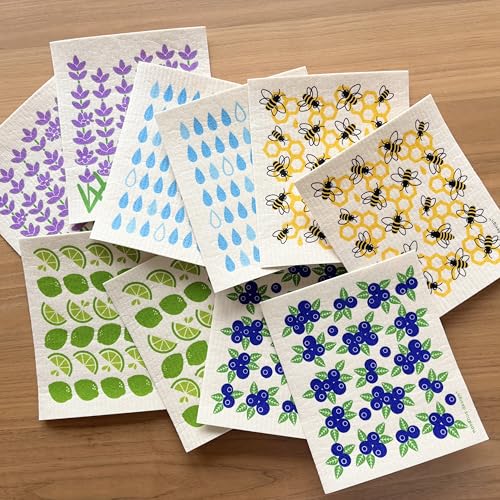 Nordhus Design Swedish Dishcloths, Reusable Cleaning Cloths for Kitchen - color: 2. Nordic Garden