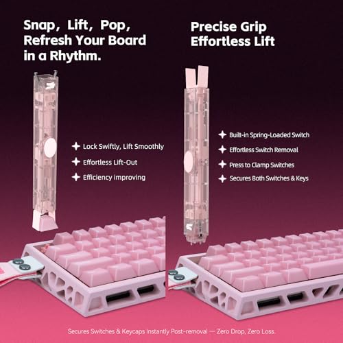 GATERON Twins Switch Puller Keycap Puller, DIY Tool Easily Remove and Replace Gaming Keyboard Switches and Keycaps Integrated for Mechanical Keyboard (Pink) - color: Pink