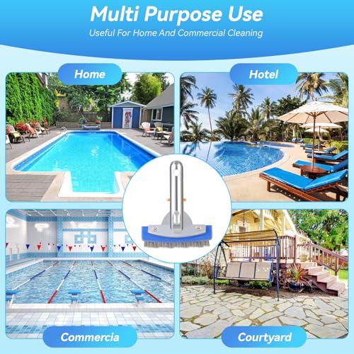 5-Inch Stainless Steel Pool Brush - Heavy Duty Pool Cleaning Brush for Concrete & Gunite Pools, Deep Cleaning Tool for Walls & Floors - Durable Wire Bristle Brush Head - size: 5 inch