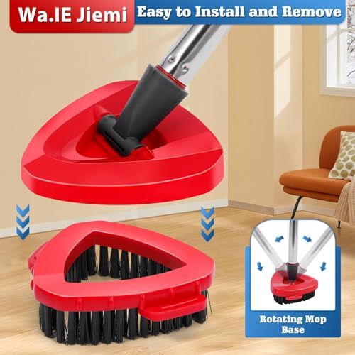 Spin Mop Head Refills Compatible with OCedar RinseClean 2-Tank System - 6-in-1 Kit Includes 4 Microfiber Replacement Heads, 1 Mop Base & 1 Scrub Brush - Machine Washable Floor Cleaning Set - color: 2 Blue Mop Heads+2 Green Mop+1 Brush +1 Base