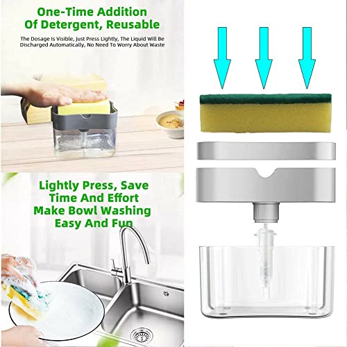 Magik 2-4 Pack 2-in-1 Liquid Soap Pump Press Dispenser Sponge Holder Rack w/Sponge (4 Pack) - size: 4 Pack