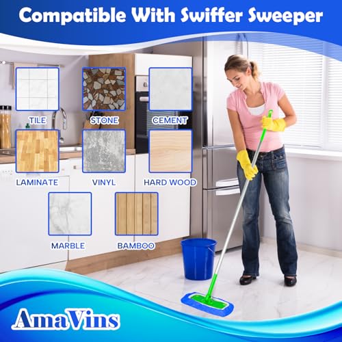 5 Pack Reusable Microfiber Mop Pads Compatible with Swiffer Sweeper Mop, Wet and Dry Flat mop Cover, Washable Mop Pads for Surface/Hardwood Floor Cleaning (Mop is Not Included) - color: 5 Pack Navy Blue