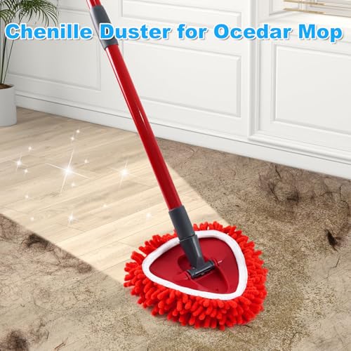 Mop Replace Head for O Cedar, Spin Mop Heads Replacements for Ocedar Easywring 1 Tank Spin Mop, Chenille Duster for Ocedar Mop Include 3 Pack Red Microfiber Chenille Mop Pad for Ocedar Spin Mop - size: For Ocedar 1 Tank Spin Mop