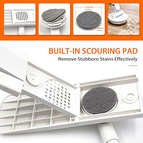 Dust Mop for Floor Cleaning with Washable Microfiber Pad - JEHONN Dry Wet Flat Mop with Scouring Pad for Hardwood, Laminate, Tile, Marble