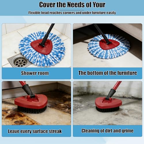 4PCS Mop Head Replacement Compatiable with Ocedar with Fit for RinseClean 2-Tank System,Spin Mop Heads,Perfect for deep Cleaning Hard-to-Reach Hidden Corners in bathrooms,Living Rooms and More - size: 2+1+1PCS