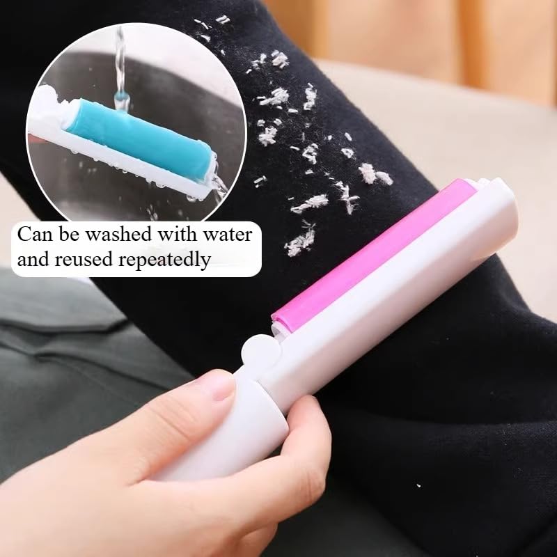 Foldable Adhesive Lint Roller Water Washable Portable Hair Remover for Clothing Upholstery Travel Home Office, Pink - color: Pink